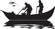 © BABBAN - Trawler Triumph Vector Logo with Small Boat Sailors Solace Fisherman on Small Boat Icon
