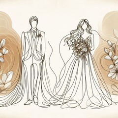 Minimalist Wedding Line Art