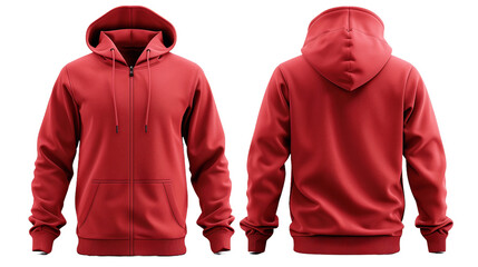 Red hoodie isolated on transparent background.