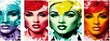 Abstrakter Hintergrund für Design, Pop Art-Stil, weibliche Gesichter 6.