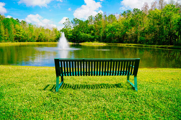 Canvas Print - A Florida community pond in spring