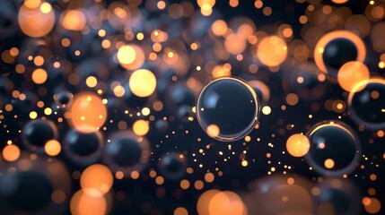 Wall Mural - 3D animation background of abstract bubbles and circles. Beautiful abstract 3D animation of bubbles in a wide range illustration.