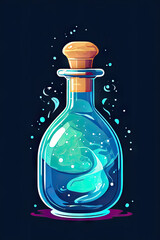 Wall Mural - bottle with liquid, illustration of a bottle of water, illustration of a bottle, bottle of mana