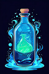 Wall Mural - bottle with liquid, illustration of a bottle of water, illustration of a bottle, bottle of mana