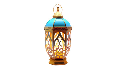 Wall Mural - elegant arabic lantern with blue and gold, isolated on transparent background, for ramadan celebration, islamic culture festive