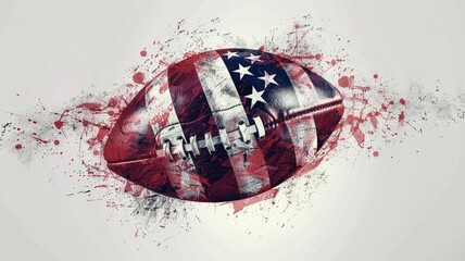 Canvas Print - Grunge American football with USA flag - A football bearing the USA flag and grunge elements represents sports, patriotism, and a fighting spirit