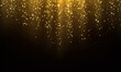 Glinting golden glitter rainfall realistic vector illustration. Sparkling confetti shower 3d design. Award ceremony luxury background