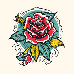 Wall Mural - illustration of an old school rose