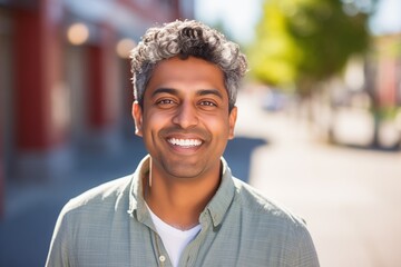 Sticker - Indian man smiling happy face on a street