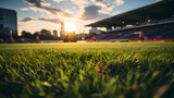 Fototapeta Fototapety sport - The grass view in a soccer stadium background