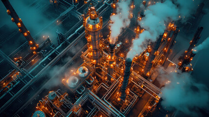 Wall Mural - Close up of Aerial top view oil and gas refinery background, Business petrochemical industrial, Refinery oil and gas factory power and fuel energy.