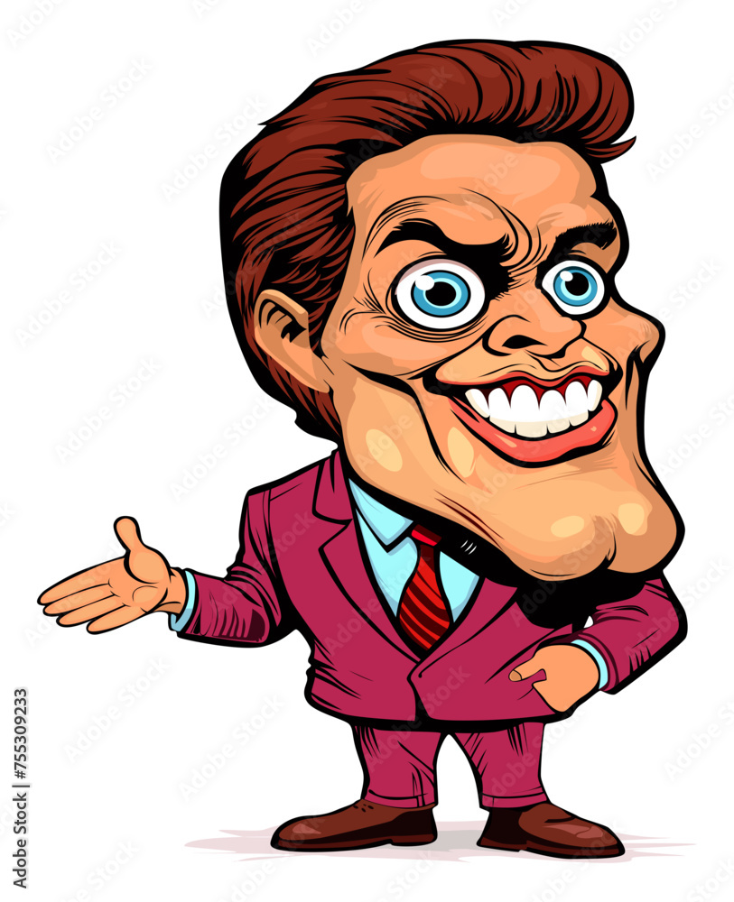bonequinho cartoon, olhos grandes, azul vetor, teno rosa queixo grande ...