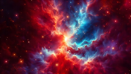 Wall Mural - a red and blue galaxy with stars