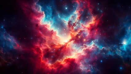 Wall Mural - a red and blue galaxy with stars