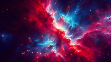 Wall Mural - a red and blue galaxy with stars