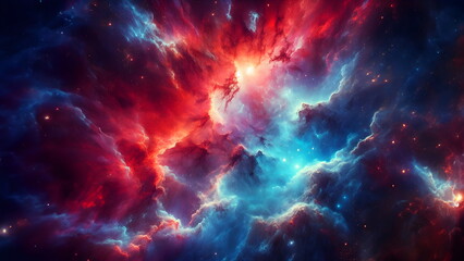 Wall Mural - a red and blue galaxy with stars