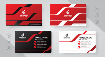 Wall Mural - Set of red and black Modern Corporate Business Card Design Templates, vector eps 10