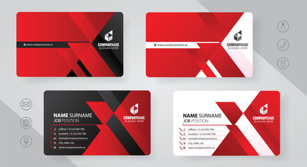 Wall Mural - Set of red and black Modern Corporate Business Card Design Templates, vector eps 10