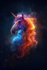 Wall Mural - Beautiful rainbow-colored unicorn.