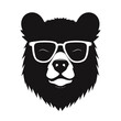 Bear Wearing Glasses Logo Monochrome Design Style