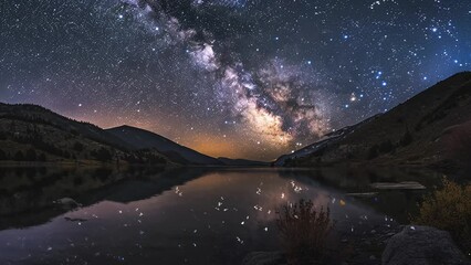 amazing night sky scene with milky way. seamless looping overlay 4k virtual video animation background
