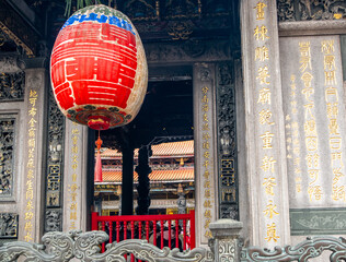 Wall Mural - Large lantern at the landmark Chinese Longshan Buddhist Temple in Taipei