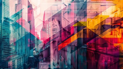 Wall Mural - abstract geometric patterns enrich the modern cityscape.