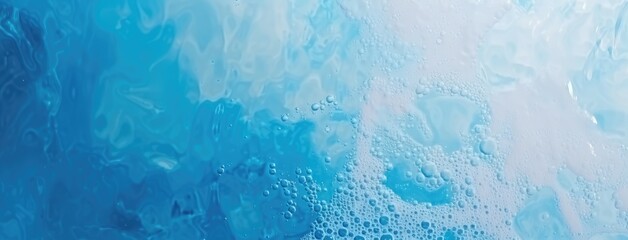 Poster - Abstract Blue Watercolor Texture with Bubbles