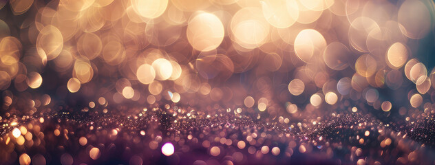 Wall Mural - Warm Golden Bokeh Lights on Brown Background