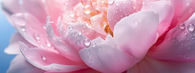 Poster - Beautiful pink rose with drops of water on petals close up