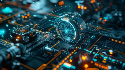 Wall Mural - tech and innovation theme featuring futuristic gadgets and devices