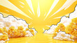 Cartoon yellow 3D background, intro for a game about dinosaurs,