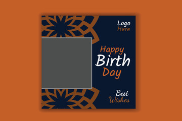 Wall Mural - birthday social media post, birthday card design, birthday banner design
