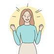 © Bulgakova Kristina - happy girl rejoices and smiles. vector illustration in cartoon linear style