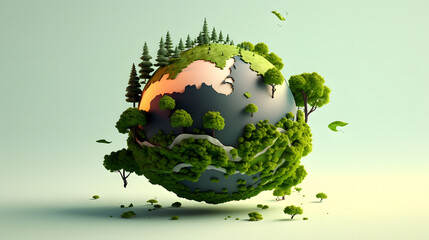 Sticker - green earth 3d rendering