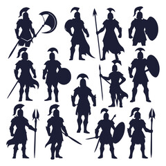 Canvas Print - flat design spartan warrior silhouette collection