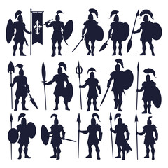 Wall Mural - flat design spartan warrior silhouette collection