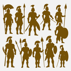 Canvas Print - flat design spartan warrior silhouette collection