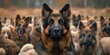 Assertive Commanding Bark Shepherd Dog Leading a Flock. Concept Dog Training, Herding Dogs, Animal Behavior, Canine Commands, Shepherd Breeds