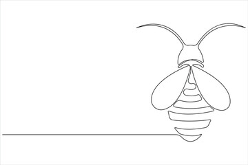 Wall Mural - Simple illustration of honey bee shape continuous one line art bee outline vector 

