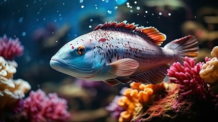 Tropical fish and coral in the ocean. Underwater world.