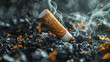 A unique visual narrative of a single cigarette transforming into deadly swirling pneumonia bacteria encapsulating the dangers of smoking