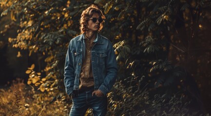 Portrait of a modern young people wearing jeans clothes over blue sky. Fashion shot.