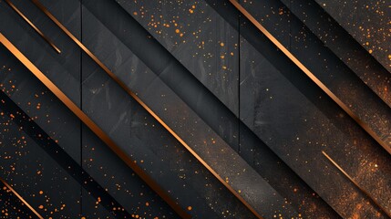 A minimalist black and gold wallpaper background, accentuated with subtle orange particle effects. Clean lines, elegant simplicity, and a touch of abstract artistry, AI Generative