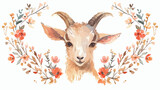 Fototapeta Dziecięca - Goatling. Cute watercolor illustration. Hand drawn ye