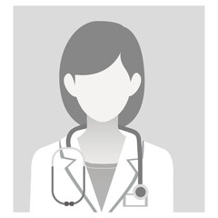 Wall Mural - Default placeholder doctor portrait avatar on Gray Background. Greyscale. Female silhouette, profile picture for unknown or anonymous individuals. Vector illustration Isolated On White background.