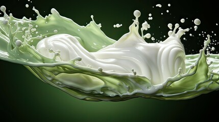 Poster - Milk splash isolated on green