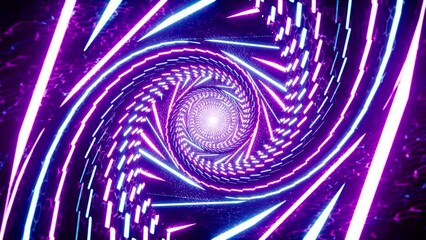 Canvas Print - VJ Loop of Spiral Twisted Neon Lights Organic Tunnel