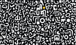 © Rakibs - Abstract Pattern of White Vector Letters and Shapes on a Black Background, Seamlessly Repeating Pattern