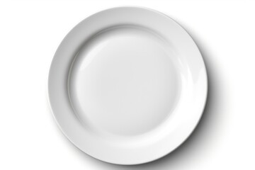 Sticker - An empty white plate on a white surface, suitable for food or product photography